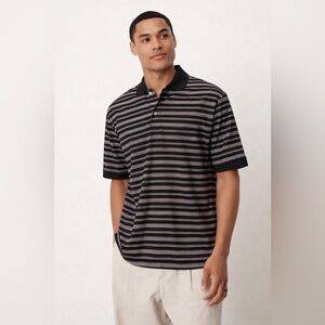 Nike Golf Black & White Striped Polo L